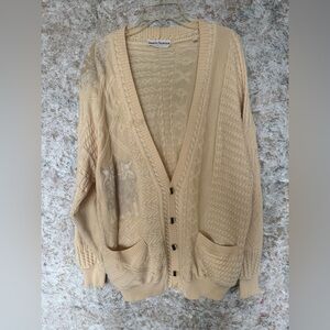 Elegant Beige Wool Cardigan Sweater Italy